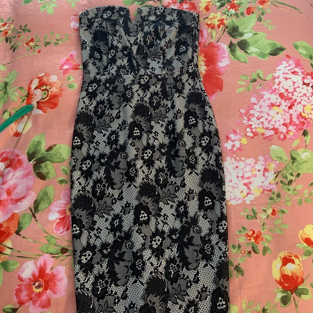 Classy black and white lace dress